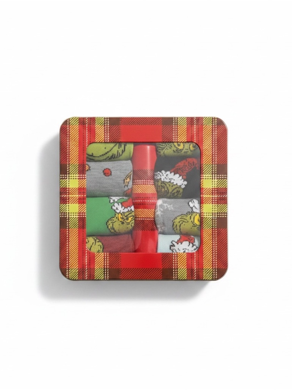 New Bioworld The Grinch Officially Licensed 8 Pair Crew Socka Tin Gift Set 10-13